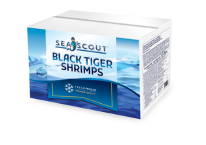 master carton with black tiger shrimps, sea scout branded