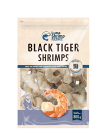 Luna Shrimp Farms Black Tiger Shrimps are nicely packed in window bags.